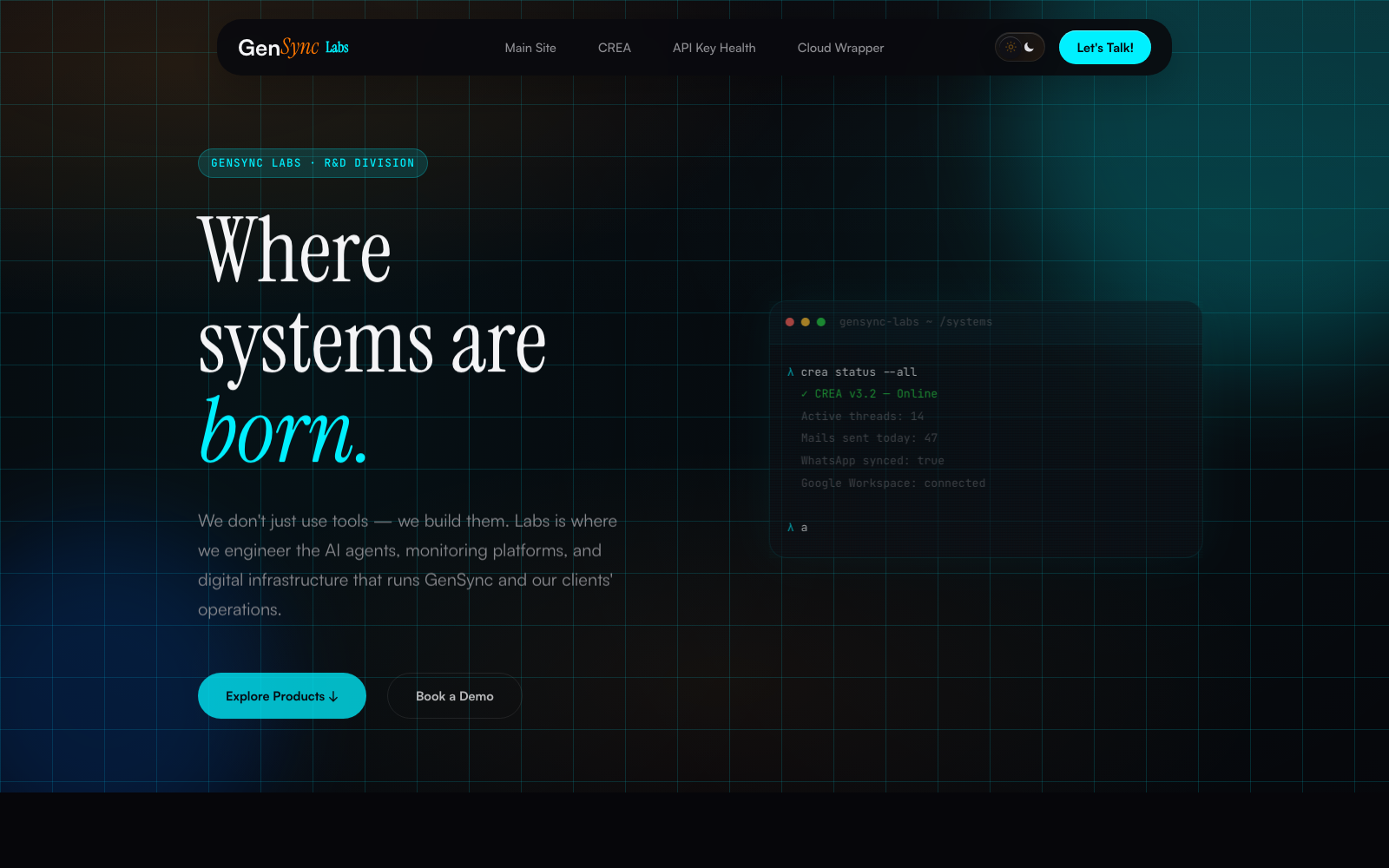 GenSync Labs homepage screenshot