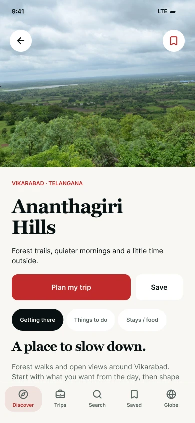 Locus destination planning screen