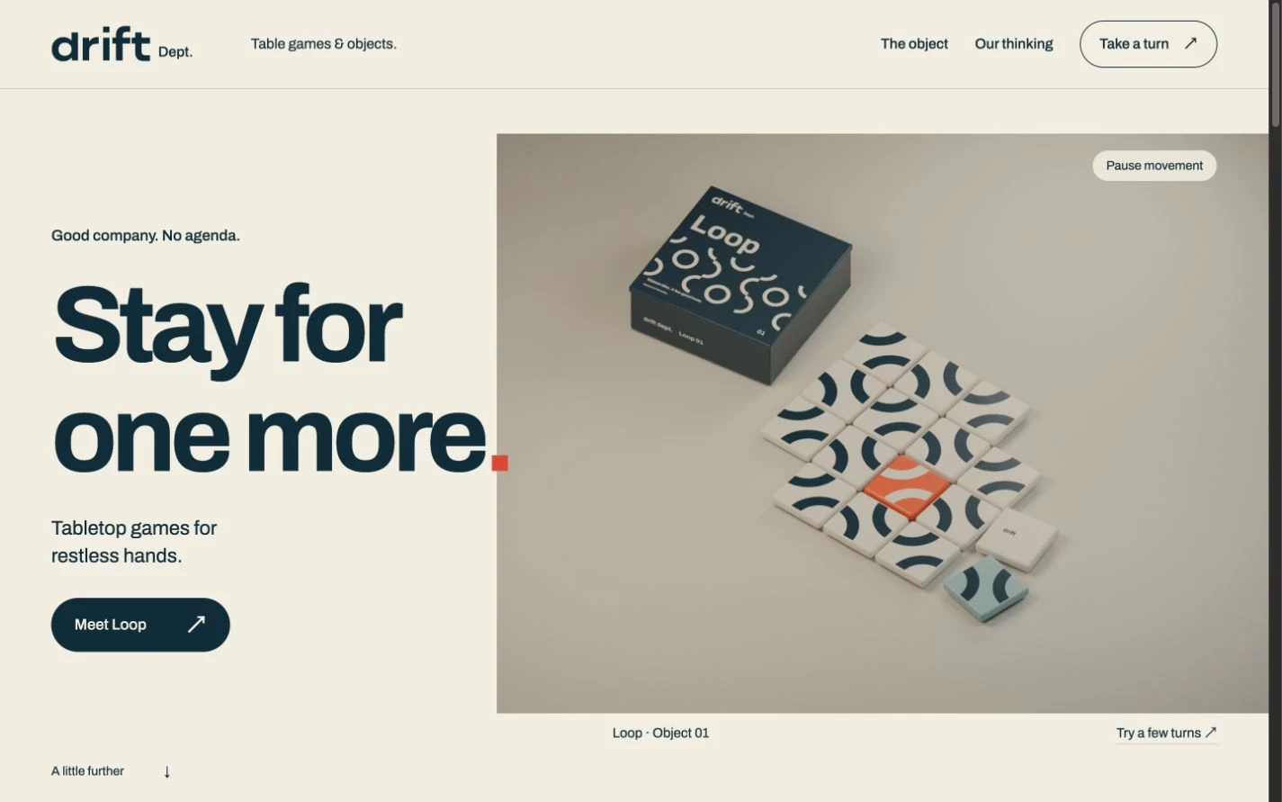 Drift Dept. website on desktop