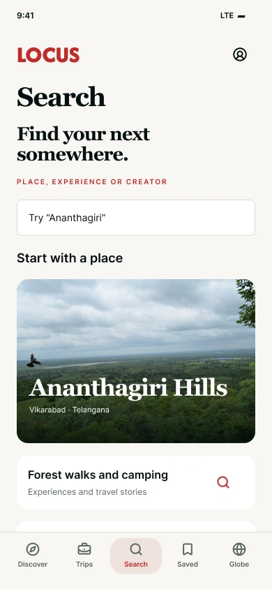 Search by place and interest