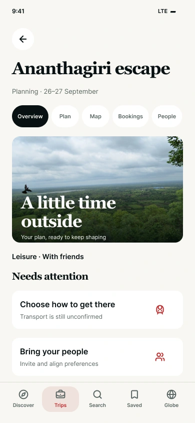 The shared trip workspace