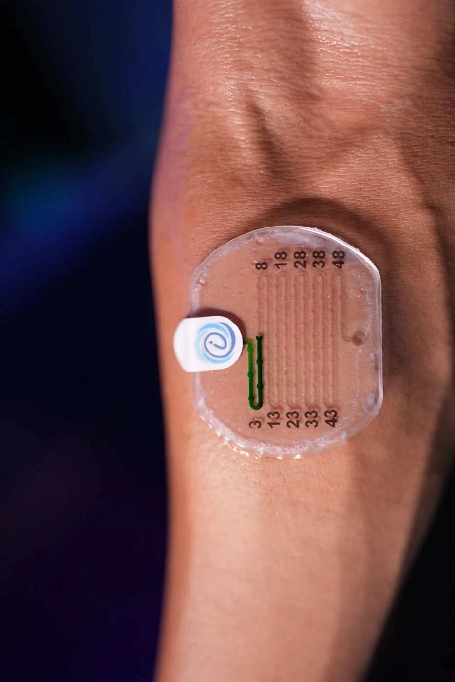 HydroSense patch worn on an arm